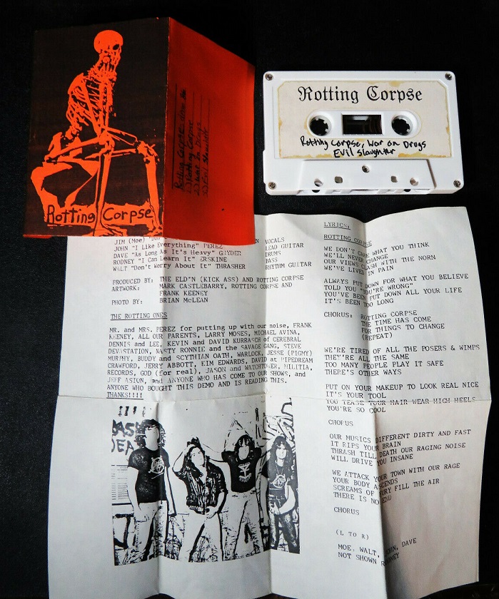 1986 demo tape insert with band photo
